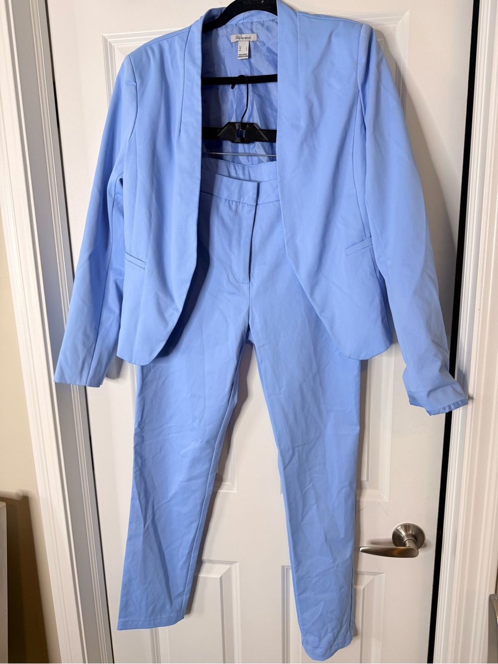 Revamped Light Blue Women's Two-Piece Pantsuit - Blazer & Pants